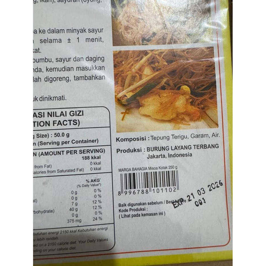 

Miesoa Marga Bahagia Burung Layang Terbang Kotak 250 Gram