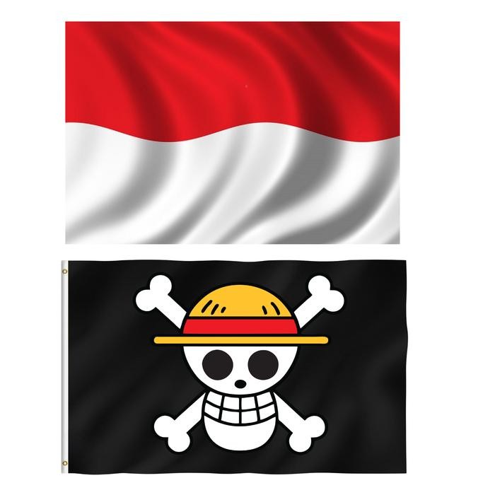 ID'' BENDERA ONE PIECE / BENDERA INDONESIA / BENDERA UKURAN BESAR SEDANG KECIL