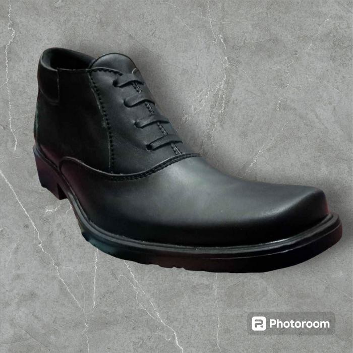 Sepatu Pdh Pria polri Tni ad satpam Resleting Asli Kulit hitam