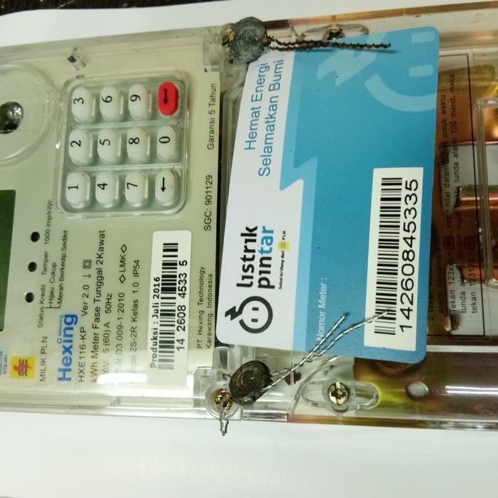 Kwh Meter Hexing 5/60A Fase Tungal 2Kawat Prabayar