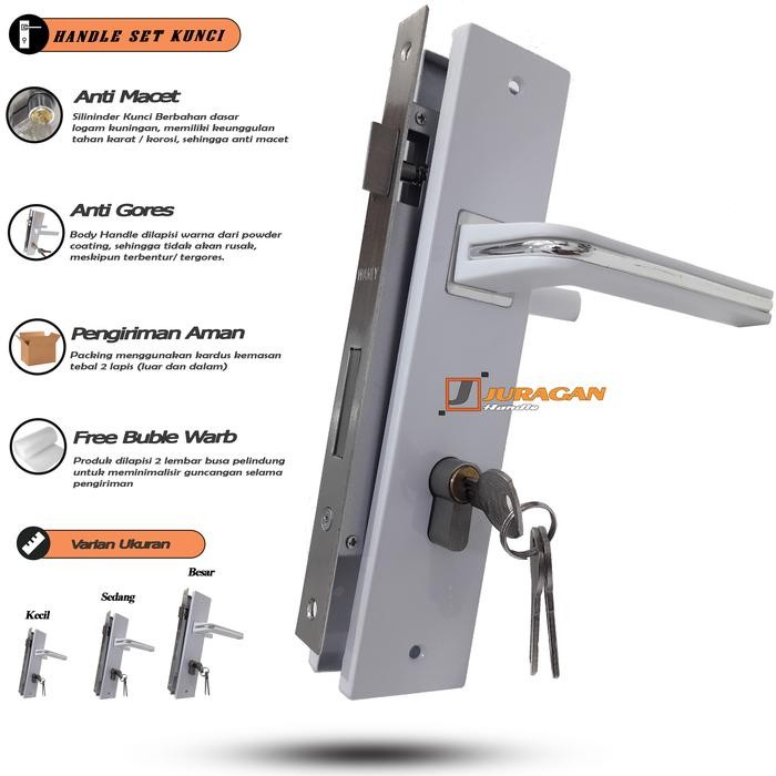ng Pintu Kamar Besar Warna Putih Modern - Tarikan Pintu Satu Daun - Handle Set Kunci Pintu Kayu *