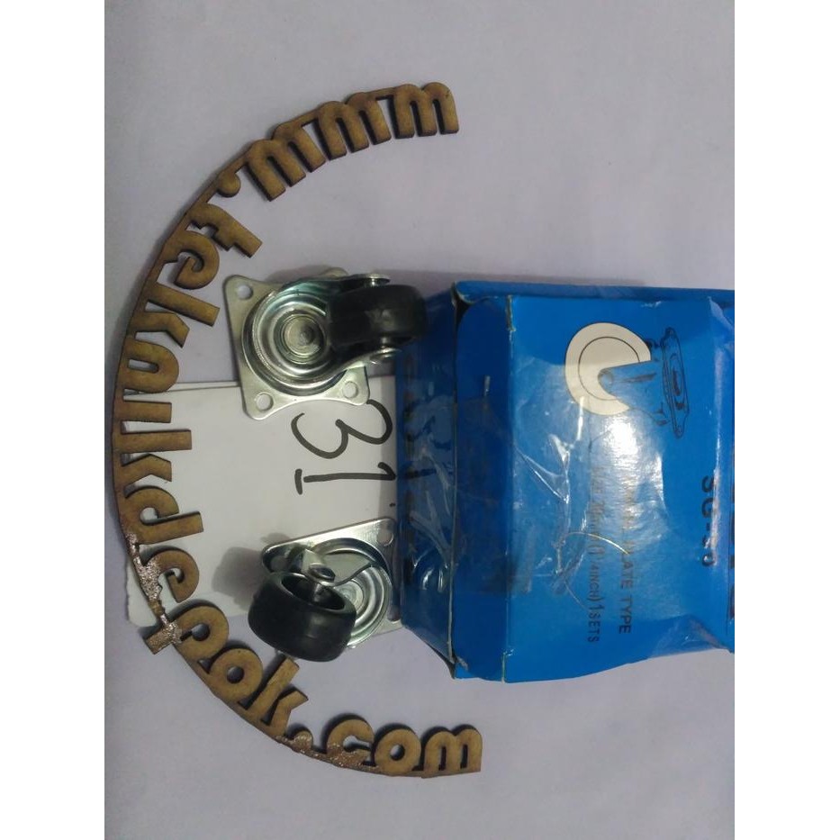 roda nylon 1 inch hidup tanpa rem pvc roda trolley abus hitam 25 mm