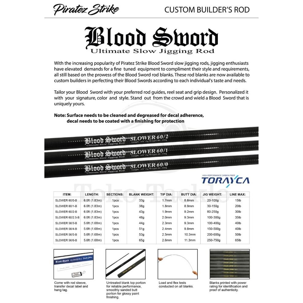 Blank Rod Slow Jigging Piratez Strike Blood Sword