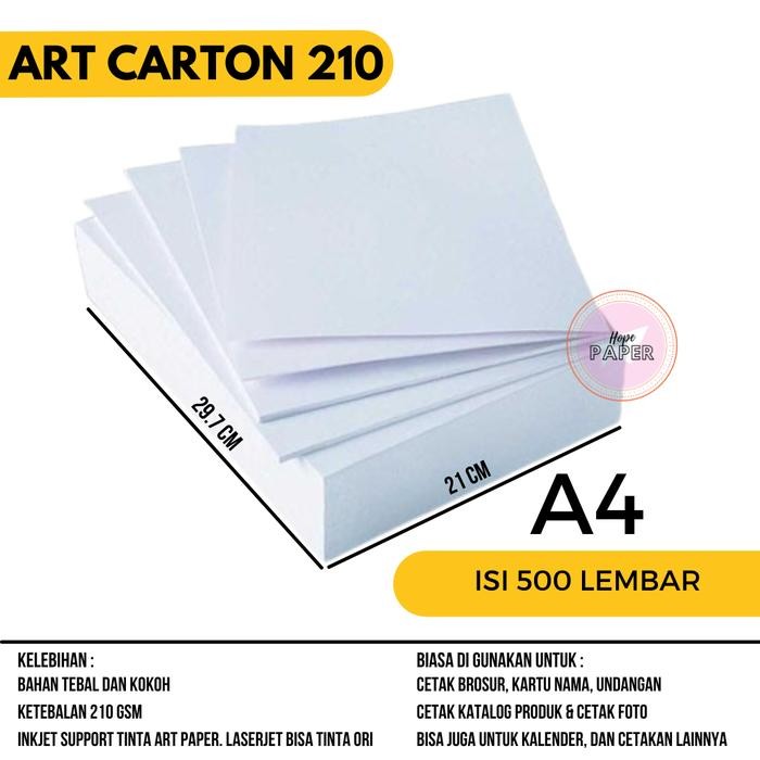 

Art Carton 210 gsm A4 isi harga 500 lembar / Art Carton A4 210 gsm