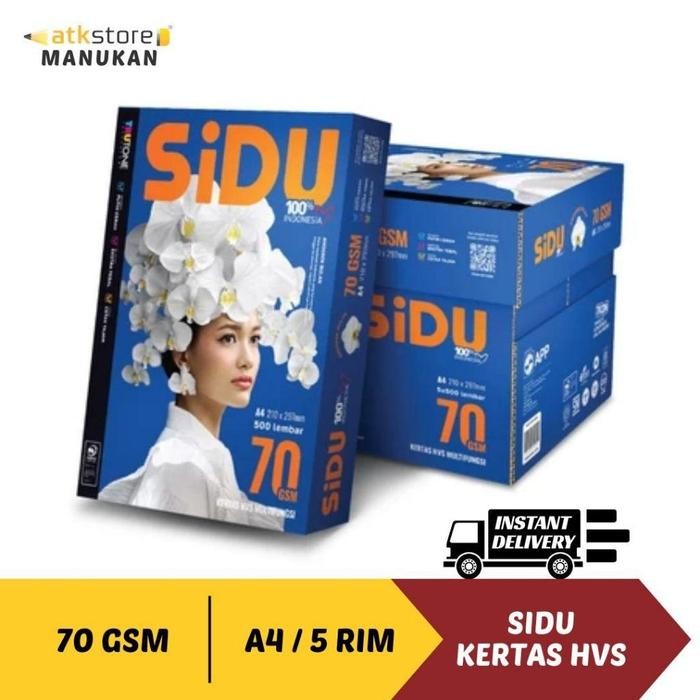 

( 1 BOX ) Sidu Kertas HVS A4 70GSM Isi 5 Rim Stationery