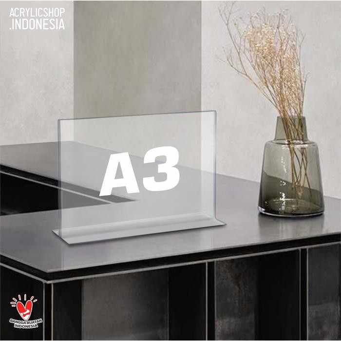 

Akrilik Tempat Brosur A3/Acrylic Tent Card Holder Lanscape A3 Type T
