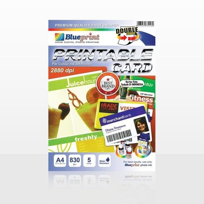 

Printable Card White, / Id Card White Blueprint A4 830 Micron Isi 5 Lembar