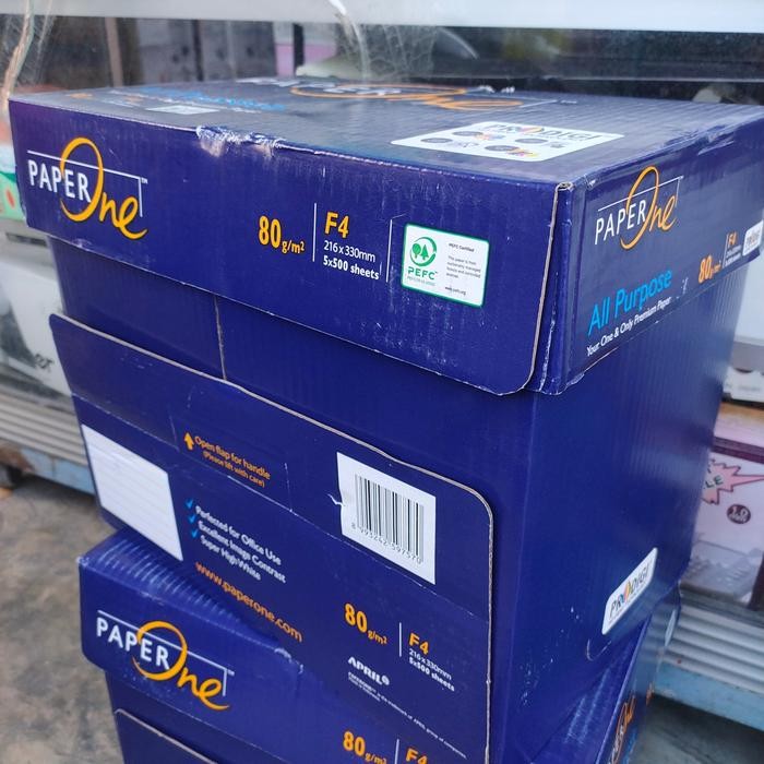 

Kertas HVS PAPER ONE F4 80 GSM 1box isi 5 rim harga promo terbatas