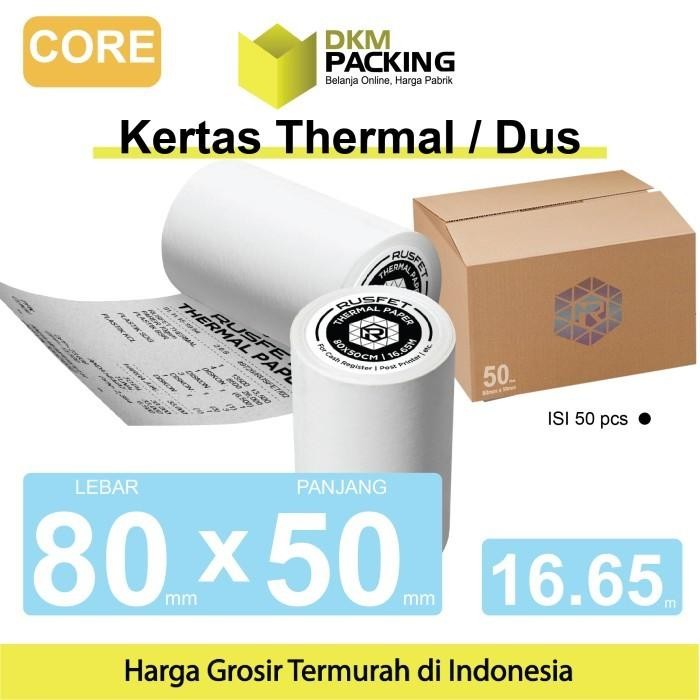 

Kertas Thermal Paper Core Printer Resi Termal Barcode POS 80x50mm DUS