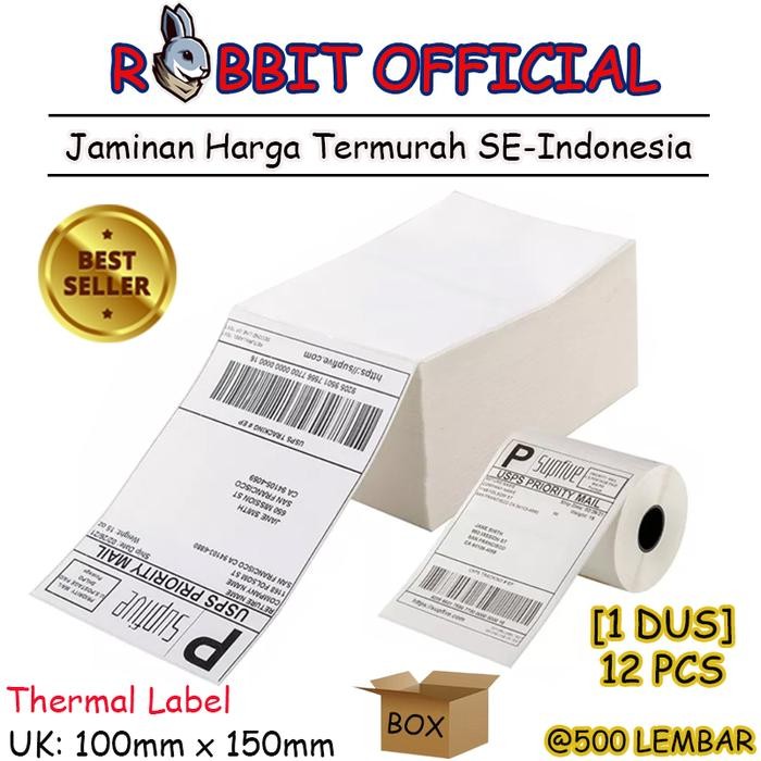 

PROMO 1 BOX, 100x150 mm STICKER DIRECT THERMAL LABEL BARCODE [500 PCS]