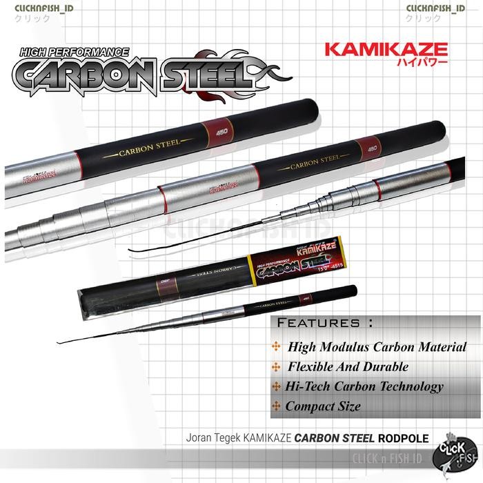 RODPOLE KAMIKAZE CARBON STEEL 270 300 360 450 Joran Tegek Antena Kolam