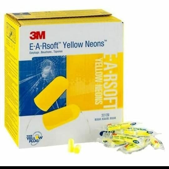 Earplug 3M Yellow Neon/Penyumbat Telinga Earplug 1Box Isi 200 Pcs