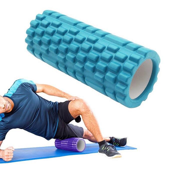 Gulungan Pijat Yoga Busa Rumble Roller Hollow Column Eva - H0031 - Biru Pasti Ori
