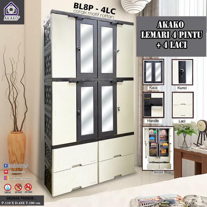 Lemari Plastik 4 Pintu 4 Laci Akako Terlaris