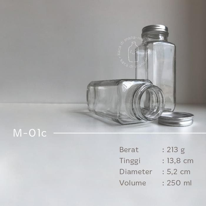 Botol kaca 250ml - botol juice kopi - kotak *