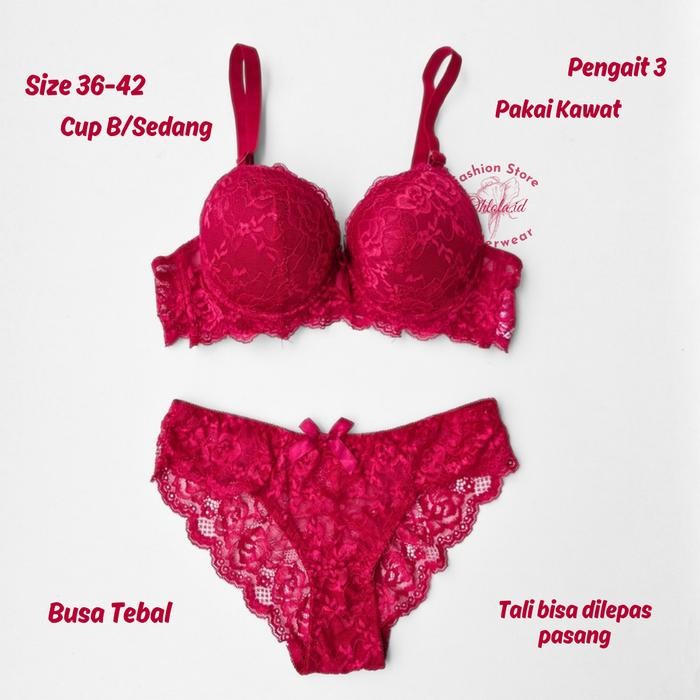 Set Bh Dan Celana Seksi Premium Busa Tebal Setelan Bra Wanita Motif *