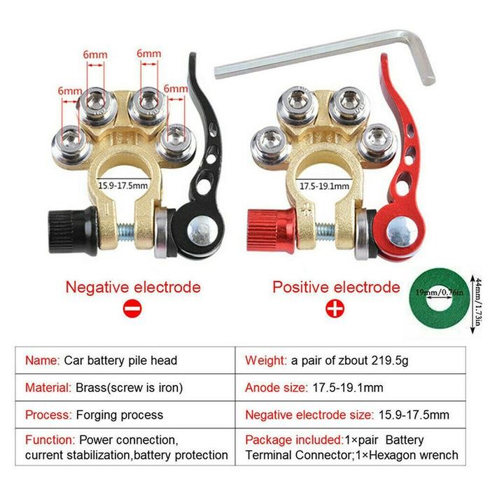 Terminal Kepala Aki Mobil Bahan Kuningan Klem Accu Mobil Tembaga Murni Pasti Ori