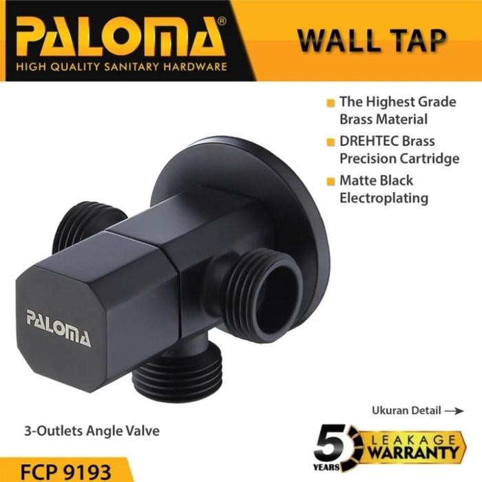 Terbaik Paloma Fcp 9193 Stop Kran Cabang 3 Hitam Toilet Wc Jet Shower