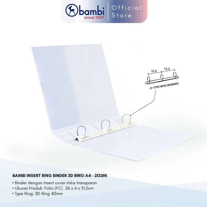 

Bambi Insert Ring Binder A4 3 Ring Type D All Color Medium Size 30 Mm Original