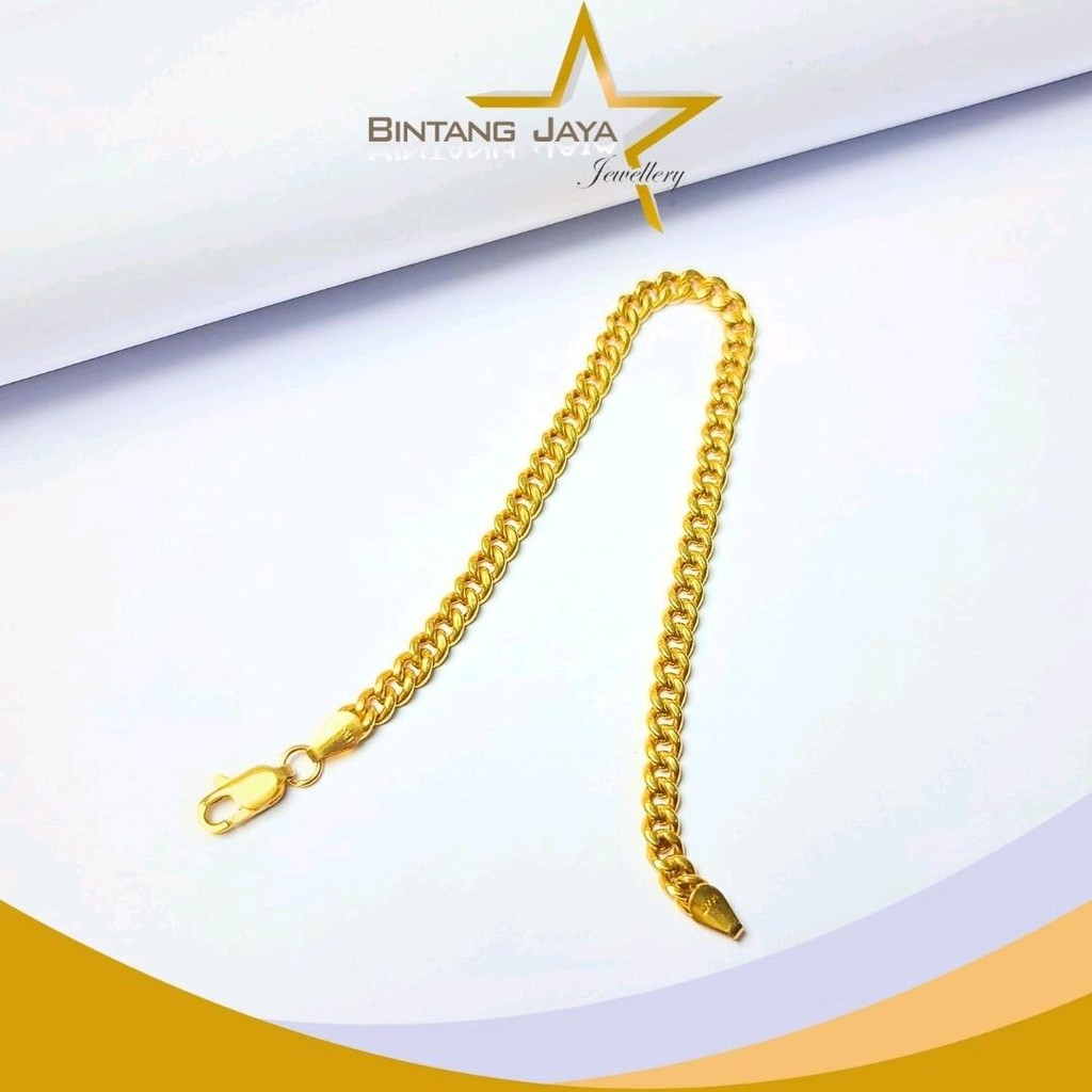 Gelang Emas Asli 16K - Berat 5.09gr - Rantai Holo Kait Per Ukuran 18CM - Berani tampil mewah, tetap 