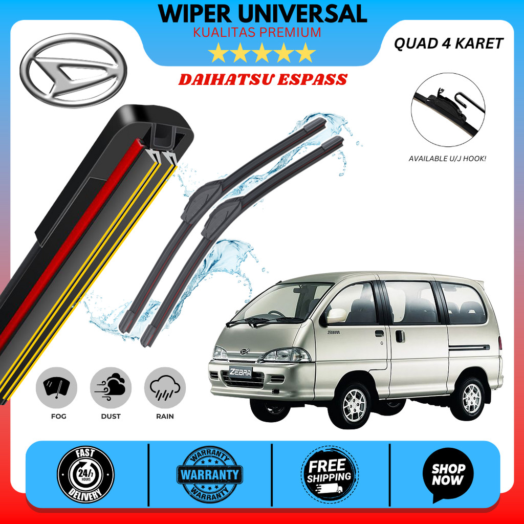 Wiper 4 Karet Mobil Daihatsu Espass Kaca Depan Satu Set Kiri Kanan