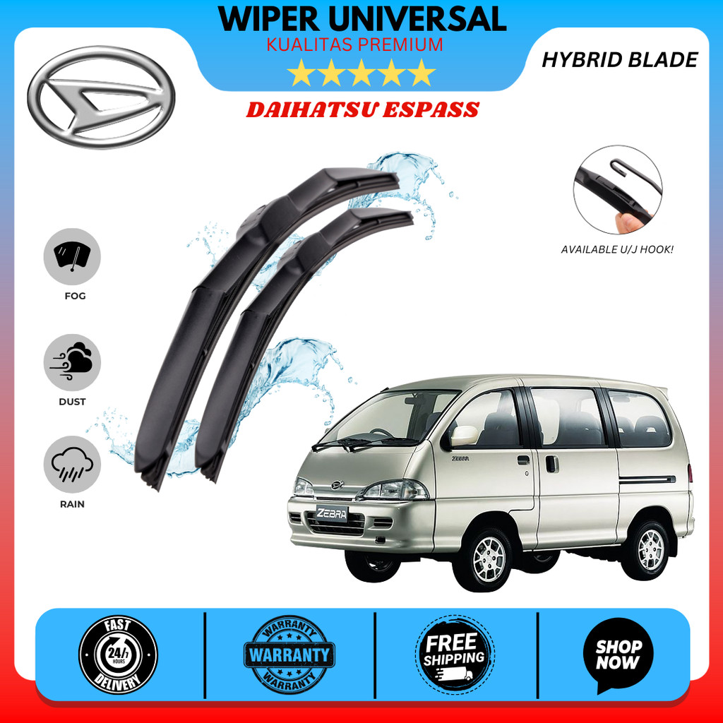 Wiper Hybrid Mobil Daihatsu Espass Kaca Depan Mobil Satu Pasang Kiri Kanan