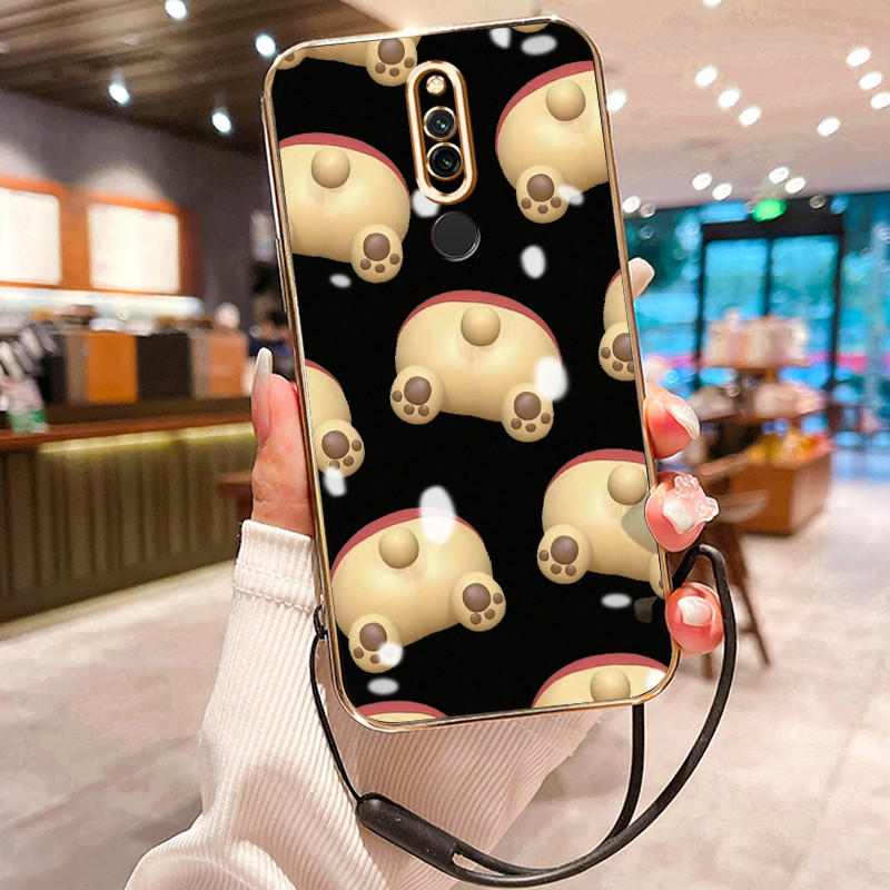 Casing Hp Untuk Xiaomi Redmi 8 8A Pro Case Pantat beruang Pelapisan Mewah Cesing Lanyard ponsel Kesi