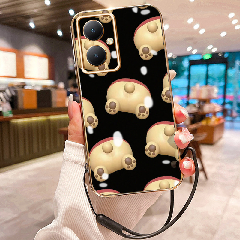 Casing Hp Untuk  VIVO Y27 4G Case Pantat beruang Pelapisan Mewah Cesing Lanyard ponsel Kesing siliko