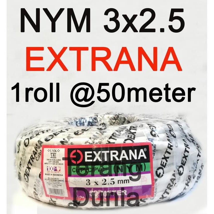 Kabel Listrik Tunggal 3x2.5 Extrana NYM 3x2.5 Kabel Extrana Nym 3x2.5