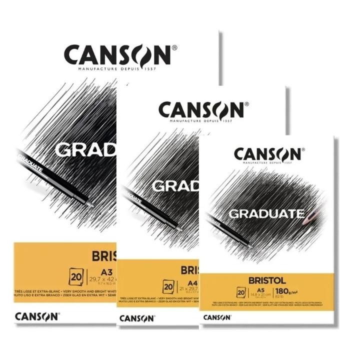 

Canson Graduate A5 A4 Bristol Smooth Paper 20 Sheets 180 Gsm