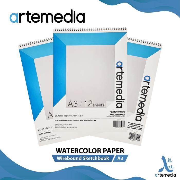 

Kertas Cat Air Artemedia Watercolor Book A3 Wire Bound Sketchbook