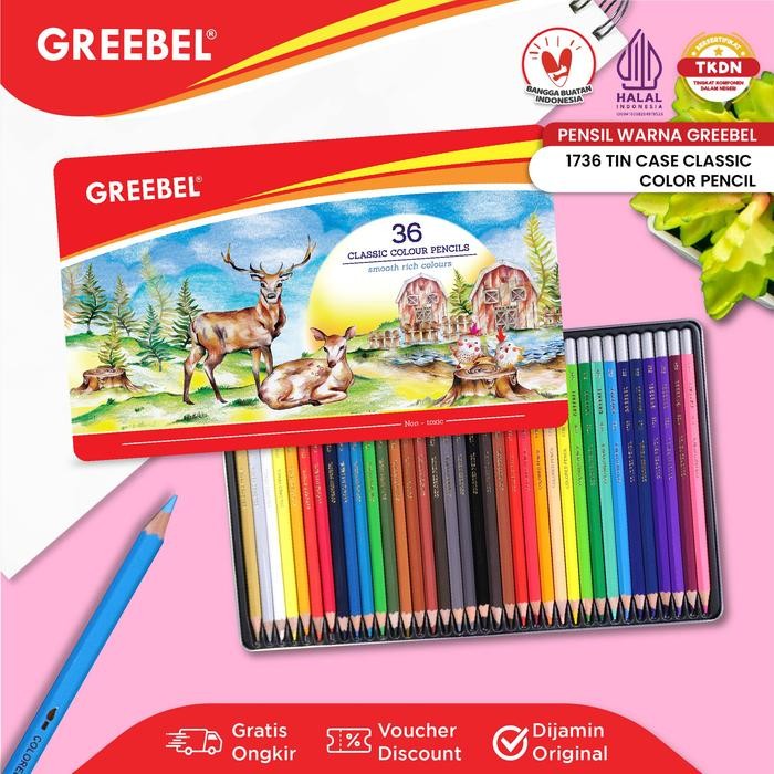 

Greebel Pensil Warna Classic Colour Tin Case / Pensil Warna Greebel / Coloring Pencil Warna Aman
