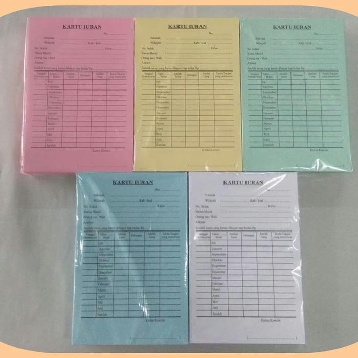 

TUMI Kartu Iuran Spp Bulanan / Kartu Bp3 Bayaran Siswa Anak Sekolah Kertas Bc 160Gr 12X18Cm