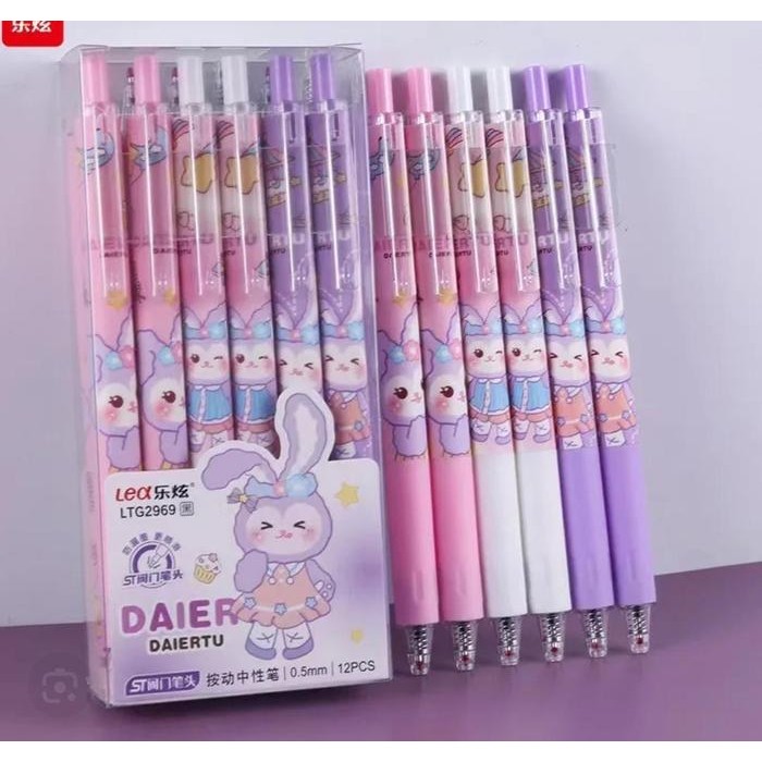 

X689 Gel Pen Fancy Ltg2969 Cetek Pack Isi12/Pena Pulpen Gel Karakter Hitam