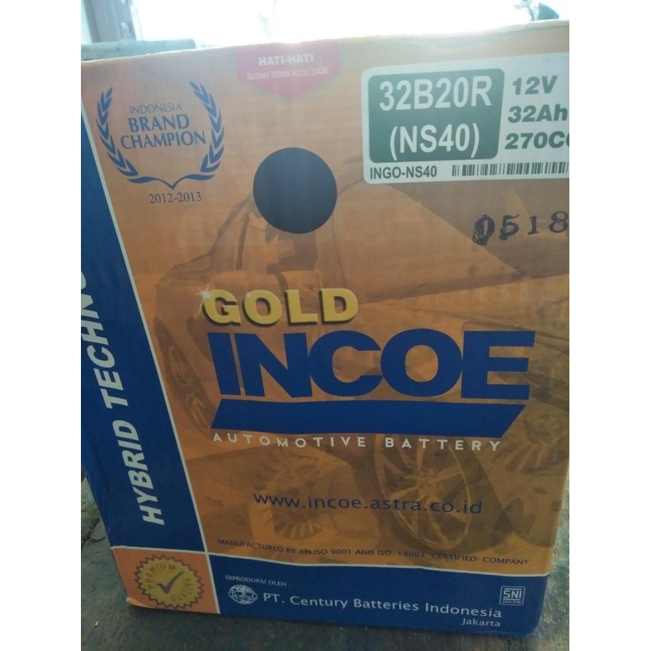 Aki/Accu Mobil Ns40 (32Ah) Incoe Gold