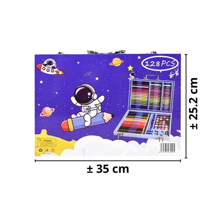 

AVEN Crayon Set 128 Pcs Koper Aluminium Besi Box Alat Lukis Anak Koper Set Krayon Mewarnai Anak