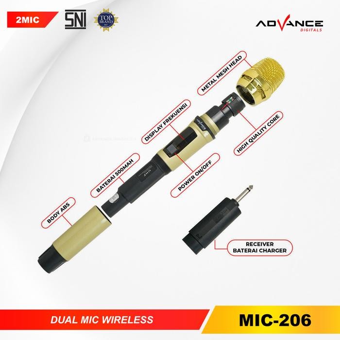 CODNEW Advance MIC-206 Double Mic Wireless Recharger Bisa digunakan untuk Souncard & Speaker