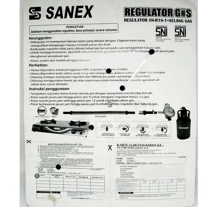 

SANEX PAKET SELANG REGULATOR GAS METER SN-R18-1