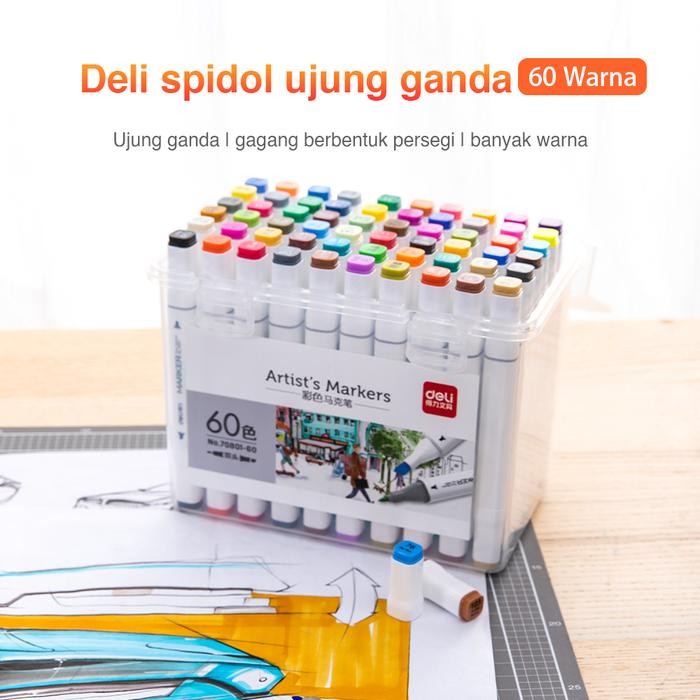 

Deli spidol 24warna dengan ujung Tip ganda Desain profesional 70801-24