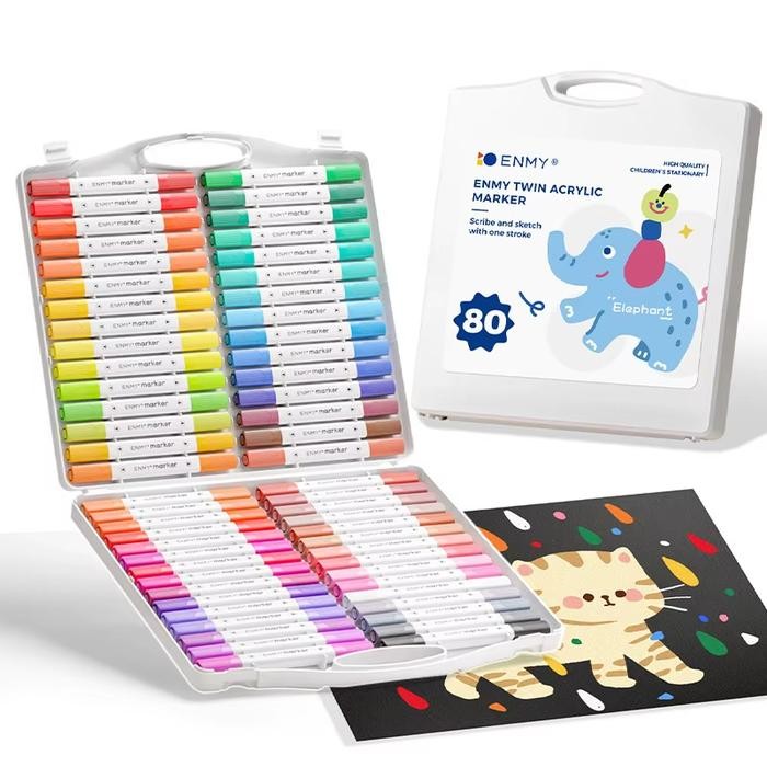 

36/48/60/80 Warna Kotak Kecil Berisi Marker Akrilik, Spidol Untuk Menggambar Dan Graffiti, Cocok