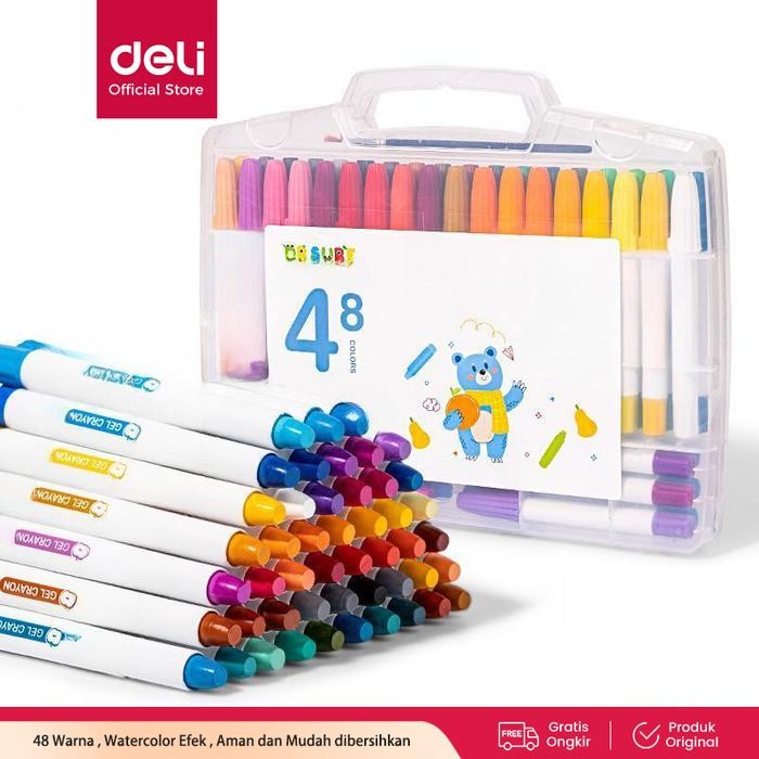 

Deli Gel Crayon 48 Warna - Krayon Gel untuk Menggambar & Mewarnai, Warna Cerah & Tahan Lama, Ideal
