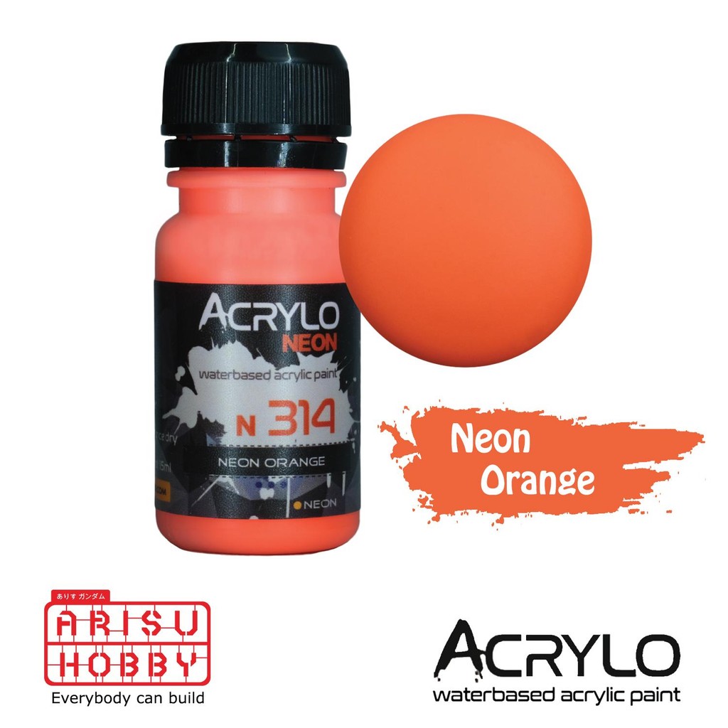 

ACRYLO NEON ORANGE N314 Water Based Acrylic Paint Color Cat Gundam
