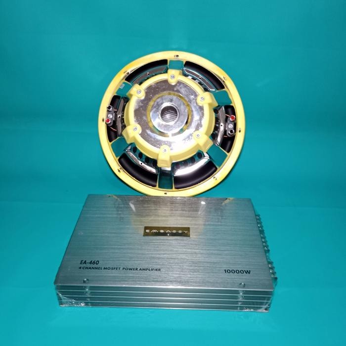 POWER EMBASSY EA-460 4CHANNEL & SUBWOOFER EMBASSY EY-128BL 1000WATT 12" AUDIO MOBIL