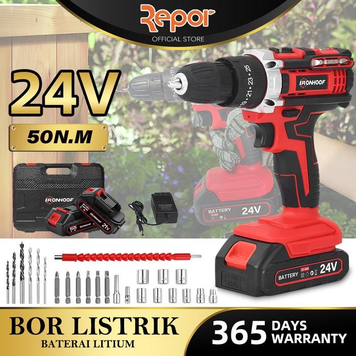 Promo Paket Mata Bor Set 27Pc Mesin Bor Baterai Cordless Drill Makita