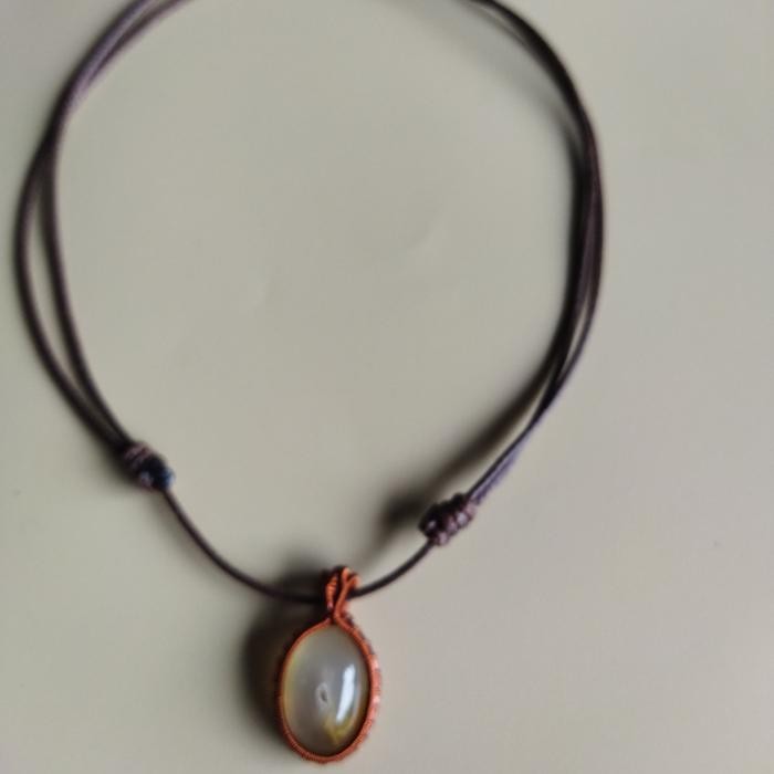 New // Wire Wrapping (N) Kalung Liontin Batu Combong // 100% Original