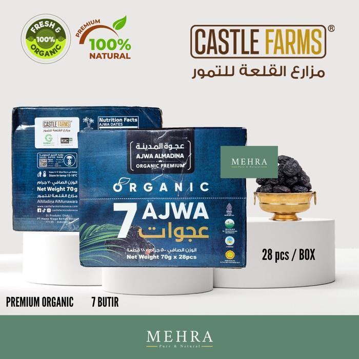 

DISKON 1 KARTON KURMA AJWA MADINAH CASTLE FARMS PREMIUM ORGANIC ORGANIK MEDINA 7 BUTIR ISI 28 PACK