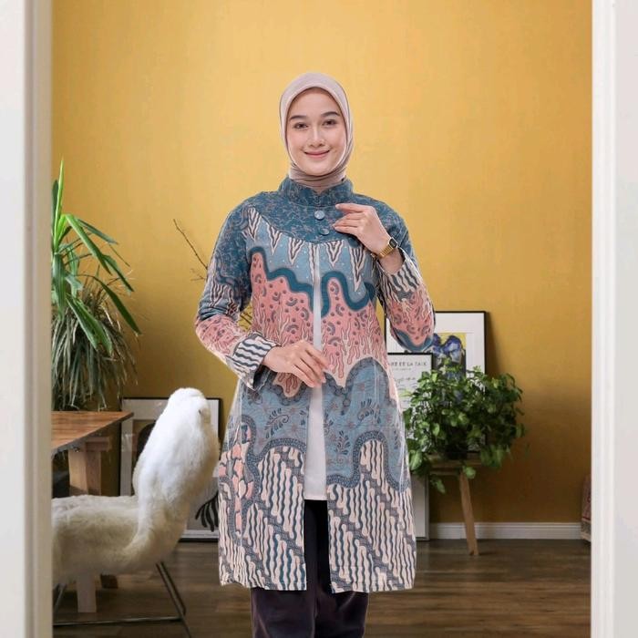TUNIK BATIK WANITA TUNIk JUMBO BATIK KANTORAN MODEL BOLERO Katun Motif Muslim Seragam Atasan Kerja