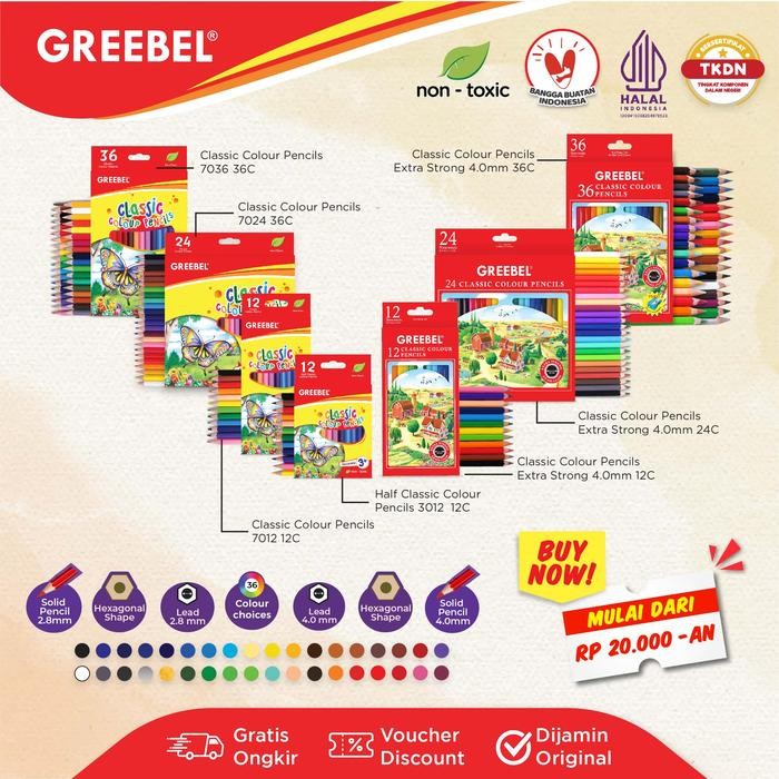

SARI Greebel Pensil Warna 12/24/36 Warna Classic Color Pencils / Colored Pencil / Warna