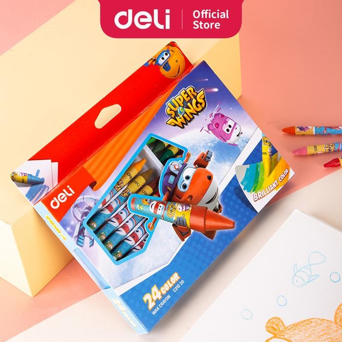 

SARI Deli Super Wings Krayon Lilin 8 * 90Mm Round Barrel 24 Warna Ec21020