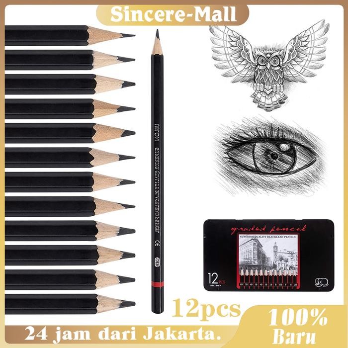 

SARI 12 Pcs Pensil Gambar Sketsa Set Drawing Pencil Set Sketch Pencil Set